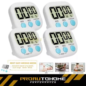 4X Digital Kitchen Timer Magnetic Cooking LCD Large Count Down Clear Loud Alarm - Picture 1 of 12