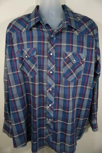 Herren WRANGLER Western Pearl Snap Hemd XL kariert Langarm Cowboy 19x35 - Bild 1 von 5