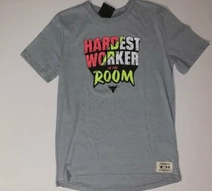 NWT Under Armour Project Rock Boy's XL Hardest Worker in the Room Gray T-shirt - Picture 1 of 2