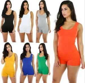 1X Mono Corto Sin Mangas Para Mujer Body Elastizado Leotardo Prenda para el torso Blusa - Imagen 1 de 16