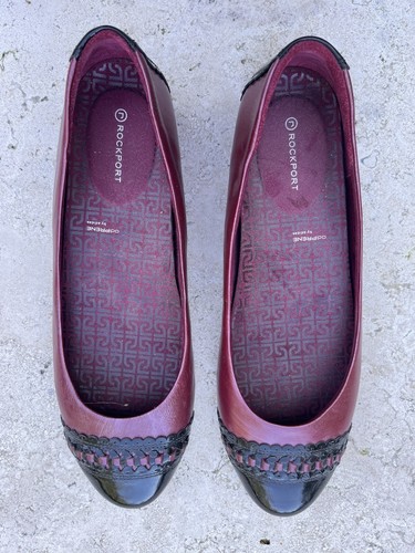 Adidas Rockport Flats da donna marrone e in pelle verniciata punta Adiprene taglia 10