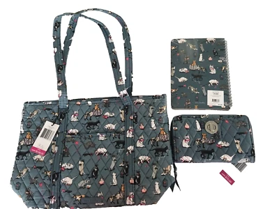 3 件 Cat's Meow 小号手提包、Turnlock 钱包和笔记本 Vera Bradley 全新带标签 — 第 1/4 张图片