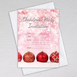 Christmas Party Invitations Pack Invites & Envelopes Works Office A6 Bauble - Picture 1 of 1