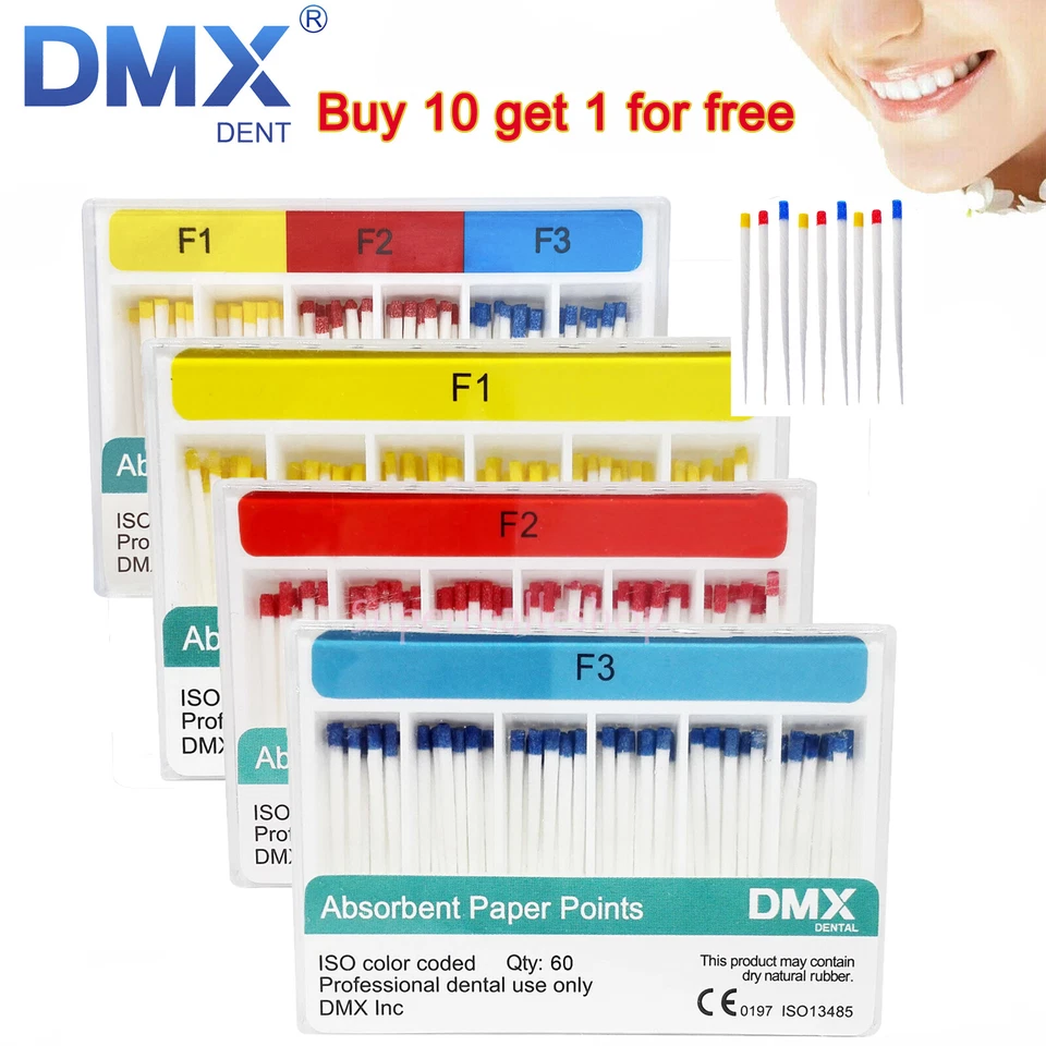 DMXDENT Dental Endodontic Absorbent Paper Points Tips Taper .06 F1 F2 F3 - Image 1 of 1