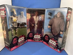 Star Wars Episode I 12" Mace Windu Qui-Gon Jinn Battle Droid Commander 1999 3-pk - Picture 1 of 9