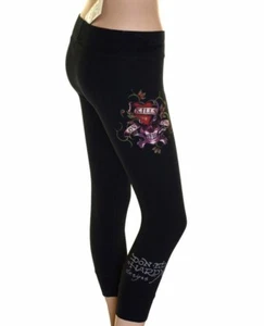 New Women's Ed Hardy Stretch Cropped Leggings Xsmall Small Love Kills Slowly - Picture 1 of 5