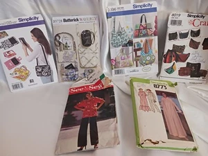 LOT OF (6) SEWING PATTERNS PURSE, HOME DECOR, CLOTHES -CUT - Picture 1 of 5