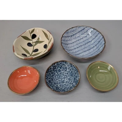 Lote de 5 Cuencos Japoneses de Cerámica Platos de Salsa Multicolor De Colección Foto 1 de 4