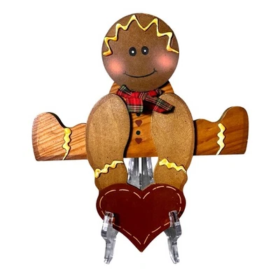 Corazón de madera vintage de hombre de pan de jengibre rústico Navidad 1996 LTD decoración de productos básicos Foto 1 de 4