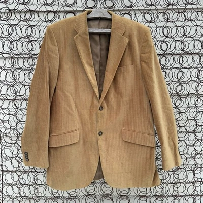 Banana Republic 44L Gold Tan Velvet Pin Stripe Suit Coat Sport Jacket Blazer - Image 1 of 4