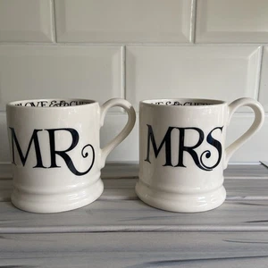 Emma Bridgewater Cups Mugs Back Toast Mr & Mrs Matching Pair - Picture 1 of 6