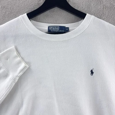 Polo Ralph Lauren Sudadera Para Hombre Talla Mediana Blanca Cuello Redondo Informal Pullover Foto 1 de 4