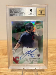 2015 Bowman's Best - Best of 2015 Auto Francisco Lindor Green Refractor /99 - Picture 1 of 2