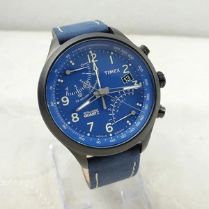 TIMEX INTELLIGENT FLY-BACK CHRONOGRAPH BLUE T2P380 INDIGLO MEN'S WATCH  - Picture 1 of 10