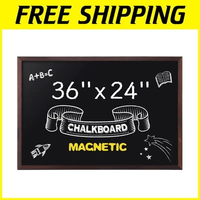 36x24 Magnetic Chalkboard - Wooden Frame, Hanging Blackboard - Image 1 of 4