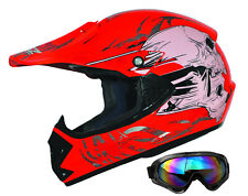 Kids Pro XS Kinder Motorradhelm mit Brille ATO Cross Helm MX Crossbrille Enduro