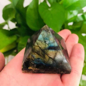 Natural Labradorite Rock Quartz Healing Crystal Pyramid Energy Gemstone Tower - Picture 1 of 18