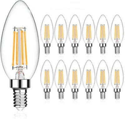 12X E12 LED Candelabra Base Bulbs 60W Equivalent 4W LED Candle Chandelier Light - Image 1 of 4