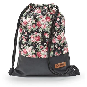 Leon By Bers Premium Turnbeutel Rucksack 35x45cm "ROSE SCHWARZ PU SCHWARZ" - Bild 1 von 6