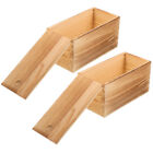 2pcs Unfinished Wooden Storage Crates with Sliding Lid for Crafts and Jewelry