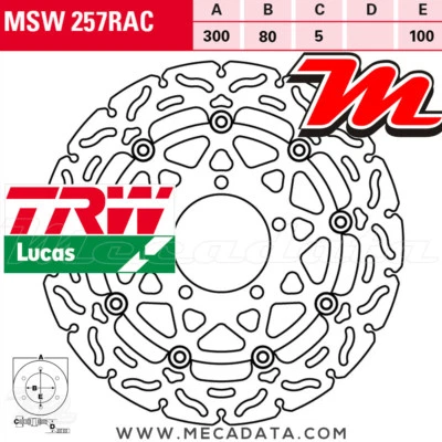 Disco de freio dianteiro TRW Lucas MSW 257 RAC Kawasaki Z 750 M (ZR750L) 2007 - Imagem 1 de 2