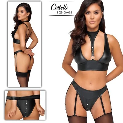 Cottelli Collection Bondage Bralette with a Collar & Suspender Thong In A Set - Bild 1 von 4