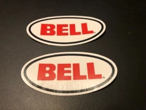 BELL Helmet logo Red White Small 2pc sticker Set MX Offroad Street 3.25"x1.50" - Picture 1 of 1