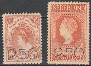 Netherlands 1920 NVPH 104-105 overprint 10 Guilders Orange unused - Picture 1 of 1