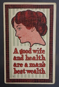 TARJETA POSTAL DE AMOR 100+ AÑOS "UNA BUENA ESPOSA-MEJOR RIQUEZA" CAN.ENVÍO PEINADO $1,99 - Imagen 1 de 2