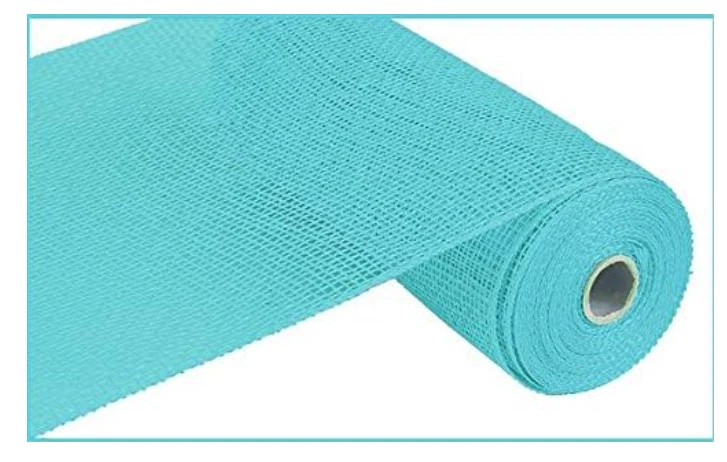 Poly Burlap Mesh Roll Turquoise blue 10" X 10 yards Craft Wreath DIY NEW - Image 1 of 1
