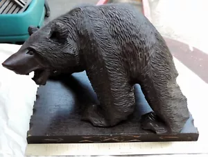 Bear LARGE Carved Wood w/ Base Signed by Maker Japan, Hokkaido 16.5" x 10.5" !!! - Picture 1 of 7