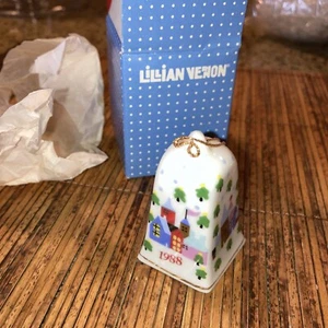 Vintage 1988 Lillian Vernon Christmas Holiday Bell Ornament Porcelain New In Box - Picture 1 of 6