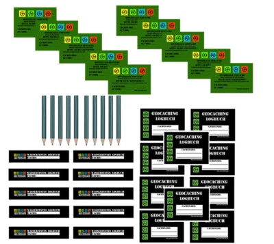 CACHEEQUIP Latas de película Petling cuadernos de registro lápiz pegatinas set de mantenimiento geocaching cuadernos de registro