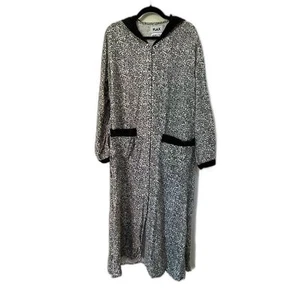 Flachs 100% Leinen Matrosenkragen bedruckt Maxikleid medium schwarz weiß - Bild 1 von 4