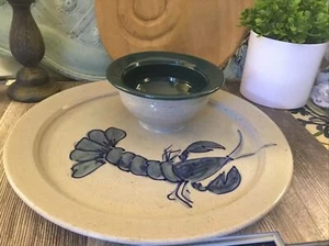 Great Bay Pottery Lobster Platter Snack Set Attached Bowl W/ Plate 2006  EUC - Picture 1 of 5