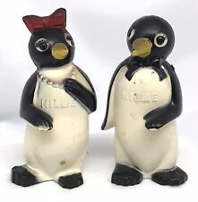 Shakers vintage en plastique pingouin et poivre Willie & Millie F & F
