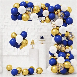 Royal Blue Gold Balloon Garland Arch Kit - Elegant Decor for Graduation, Birthda - Picture 1 of 7