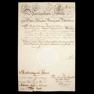 Autógrafo firmado por el rey Maximiliano José de Baviera documento militar real realeza - Imagen 1 de 12