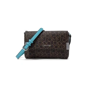 Calvin Klein Key Item Flap Signature Crossbody Bag Brown/Khaki/Turquoise - Picture 1 of 1
