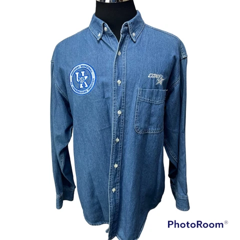 VTG Converse Mens L UK University of Kentucky Basketball Denim Shirt Embroidered Cover