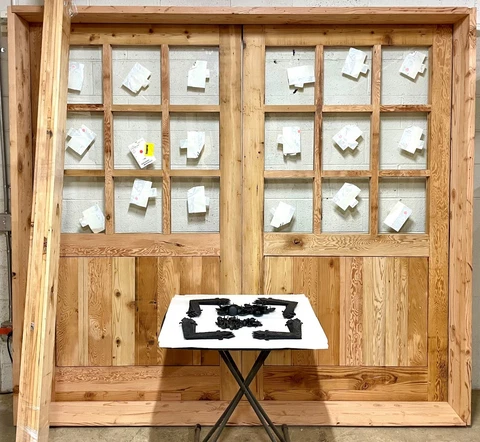Rustic reclaimed lumber square top double door solid wood castle winery glass Cover