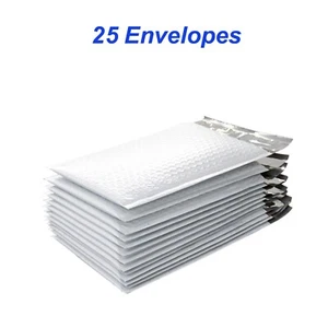 25 #000 Poly Bubble Lined Padded Mailers Bags Shipping Envelopes 4x7" Useable - Picture 1 of 4