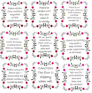 Shop, Hotel , B&B, Restaurant, Caravan, Boat - Boutique Guest Safety Stickers - Picture 1 of 45