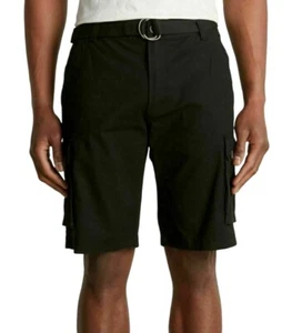 Buffalo by David Bitton Men's Headrix Cotton Belted Cargo Shorts Size 32 Black - Picture 1 of 4