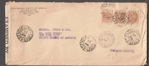 Brazil WWII censor 8003 cover Companhia Swift Anonyma Sao Paulo to New York - Picture 1 of 2