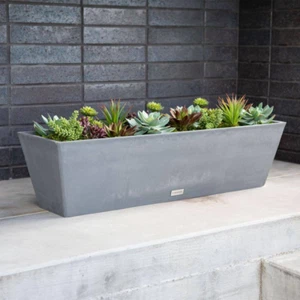 9 in. x 36 inch Gray Plastic Window Planter Box 2-Pack Frost Resistant Flexible - Picture 1 of 10