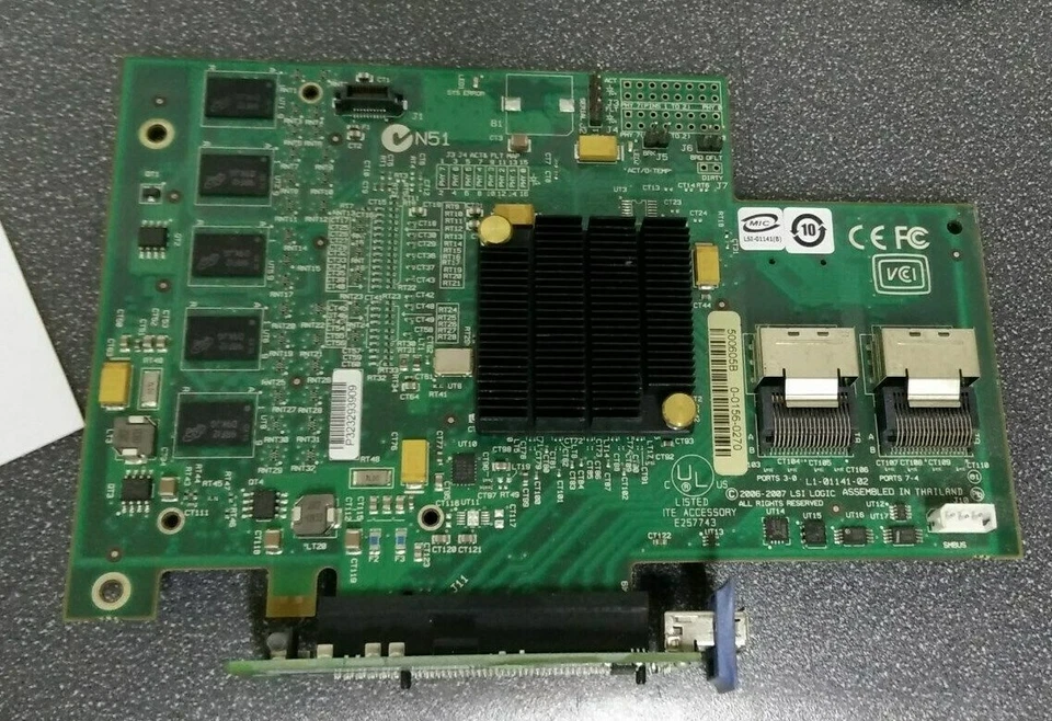 IBM 43W4297 / 46M0866 ServeRAID MR10i SAS 8708E with 43V7067 PCIe Riser Card - Image 1 of 1