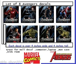 8 Avengers Assemble Age of Ultron PVC Wall Sticker laptop Decals Kids Boys hulk - Picture 1 of 2