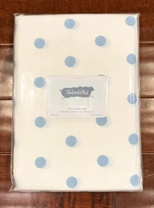 NEU Land of Nod Robin's Egg blau gepunktet Twin Bettwäsche Set 100 % Baumwolle - Bild 1 von 2
