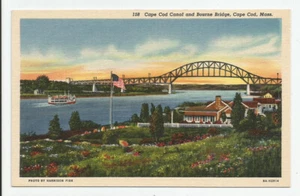 Postal Cape Cod Canal and Bourne Bridge Massachusetts MA Era de lino sin publicar - Imagen 1 de 2